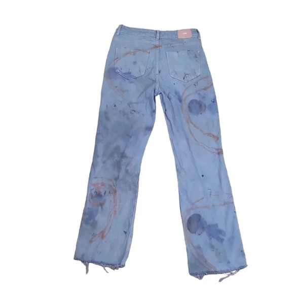Zara Tie Dye Smiley MID-RISE Z1975 STRAIGHT LEG JEANS - Picture 4 of 8